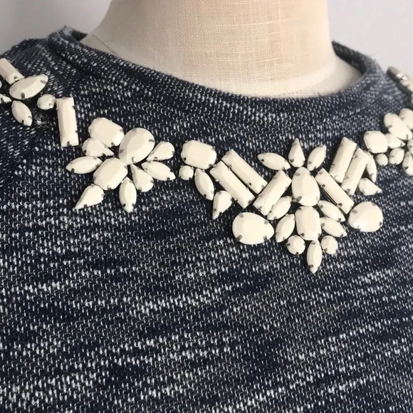 Anthropology Beaded Neck Cotton Long Sleeve Top‎ - Picture 2 of 4